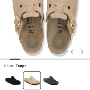 Birkenstock Womens Taupe Suede Boston Clog